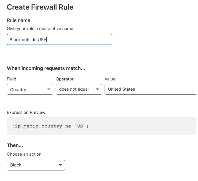 Firewall Rule to block outside USA